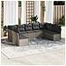 Set Divano da Giardino 9 pz con Cuscini Grigio in Polyrattan - Foto miniatura 2