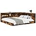 Letto con libreria Quercia Affumicata 180x200 cm Legno Ingegnerizzato - Foto miniatura 1
