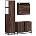 Set Mobili da Bagno 3 pz Rovere Marrone in Legno Multistrato - Foto miniatura 7