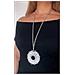 Collana Lunga Azca In Argento Placcato 10µ E Cristallo Nero. - Foto miniatura 3