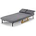Poltrona Letto Reclinabile 2 Posti Chaise Lounge In Velluto Convertibile Grigio - Foto miniatura 4