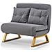 Poltrona Letto Reclinabile 2 Posti Chaise Lounge In Velluto Convertibile Grigio - Foto miniatura 5