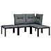 Set Salotto Da Giardino 4 Pz Nero E Grigio In Polyrattan - Foto miniatura 2