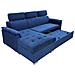 Divano Letto Con Penisola A Contenitore E Poggiatesta Regolabili Tessuto Blu Boston - Foto miniatura 2