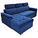 Divano Letto Con Penisola A Contenitore E Poggiatesta Regolabili Tessuto Blu Boston - Foto miniatura 1