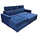 Divano Letto Con Penisola A Contenitore E Poggiatesta Regolabili Tessuto Blu Boston - Foto miniatura 3