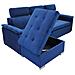 Divano Letto Con Penisola A Contenitore E Poggiatesta Regolabili Tessuto Blu Boston - Foto miniatura 4