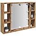 Mobile a Specchio LED Rovere Artigianale 76x15x55cm Multistrato - Foto miniatura 3