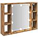 Mobile a Specchio LED Rovere Artigianale 76x15x55cm Multistrato - Foto miniatura 5
