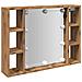 Mobile a Specchio LED Rovere Artigianale 76x15x55cm Multistrato - Foto miniatura 1