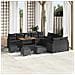 Set divano da giardino in 14 pezzi con cuscini nero polyrattan acacia, Divano da giardino a 2 posti con contenitore e cuscini nero polyrattan, Set da pranzo da giardino in 4 pezzi con cuscini nero polyrattan acacia - Foto miniatura 2