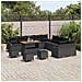 Set divano da giardino in 14 pezzi con cuscini nero polyrattan acacia, Divano da giardino a 2 posti con contenitore e cuscini nero polyrattan, Set da pranzo da giardino in 4 pezzi con cuscini nero polyrattan acacia - Foto miniatura 3