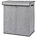 Cesto Portabiancheria 150l Doppio Pieghevole Con Coperchio Sacchi Rimovibili Grigio - Foto miniatura 3