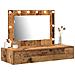 Tavolo da Trucco da Muro con Luci LED Legno Antico - Foto miniatura 3