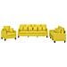 Set Di Divani 3 Pz Con Cuscini Giallo Chiaro In Tessuto - Foto miniatura 2