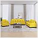Set Di Divani 3 Pz Con Cuscini Giallo Chiaro In Tessuto - Foto miniatura 1