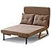 Poltrona Letto Reclinabile 2 Posti Chaise Lounge In Velluto Convertibile Marrone - Foto miniatura 2