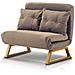 Poltrona Letto Reclinabile 2 Posti Chaise Lounge In Velluto Convertibile Marrone - Foto miniatura 4