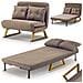 Poltrona Letto Reclinabile 2 Posti Chaise Lounge In Velluto Convertibile Marrone - Foto miniatura 1