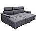Divano Letto Con Penisola A Contenitore E Poggiatesta Regolabili Tessuto Grigio Scuro Boston - Foto miniatura 3