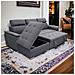 Divano Letto Con Penisola A Contenitore E Poggiatesta Regolabili Tessuto Grigio Scuro Boston - Foto miniatura 4