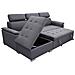 Divano Letto Con Penisola A Contenitore E Poggiatesta Regolabili Tessuto Grigio Scuro Boston - Foto miniatura 5
