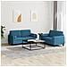 Set Di Divani 2 Pz Con Cuscini Blu In Velluto - Foto miniatura 1
