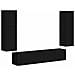 Set mobile TV Montaggio a parete 4 pcs Nero Legno multistrato - Foto miniatura 1