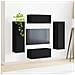 Set mobile TV Montaggio a parete 4 pcs Nero Legno multistrato - Foto miniatura 4