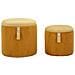Set 2 Pouf Contenitore Bolzano In Velluto A Coste Senape Ø38x38 E Ø32x28 Cm - Foto miniatura 1