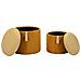 Set 2 Pouf Contenitore Bolzano In Velluto A Coste Senape Ø38x38 E Ø32x28 Cm - Foto miniatura 6