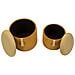Set 2 Pouf Contenitore Bolzano In Velluto A Coste Senape Ø38x38 E Ø32x28 Cm - Foto miniatura 7