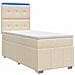 Letto Box Spring LED con Materasso Crema 90 x 200 cm Tessuto - Foto miniatura 1
