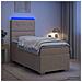 Letto Box Spring LED con Materasso Crema 90 x 200 cm Tessuto - Foto miniatura 2