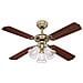 Westinghouse Ventilatore A Soffitto Princess Trio E14, 60 W, Finitura In Ottono Lucidato, Pale In Rovere / mogano - Foto miniatura 2