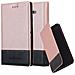 Custodia Compatibile Con Samsung Galaxy A7 2015 In Oro Rosato Nero - Coperchio Protettiva Con Chiusura Magnetica, Funzione Stand E Tasca Per Le Carte - Foto miniatura 1