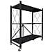 Home Scaffale Portaoggetti Multiuso Pieghevole Con Ruote 71x35 X87 Cm Nero - Foto miniatura 8