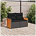 Divano Da Giardino Con Cuscini A 2 Posti Nero In Polyrattan - Foto miniatura 3