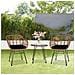 Set Arredo Giardino In Rattan Con Tavolino Ripiano In Vetro E 2 Sedie Da Esterno - Foto miniatura 4