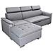 Divano Letto Con Penisola A Contenitore E Poggiatesta Regolabili Tessuto Grigio Boston - Foto miniatura 3