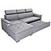 Divano Letto Con Penisola A Contenitore E Poggiatesta Regolabili Tessuto Grigio Boston - Foto miniatura 4