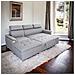Divano Letto Con Penisola A Contenitore E Poggiatesta Regolabili Tessuto Grigio Boston - Foto miniatura 5