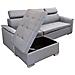 Divano Letto Con Penisola A Contenitore E Poggiatesta Regolabili Tessuto Grigio Boston - Foto miniatura 8