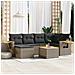 Set Divani Da Giardino 7 Pz Con Cuscini Grigio In Polyrattan - Foto miniatura 1