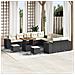 Set Divano da Giardino  13 Pezzi con Cuscini Nero Rattan Polietilene Acacia, Set da Pranzo da Giardino  3 Pezzi con Cuscini Nero Rattan Polietilene Acacia - Foto miniatura 2