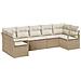 Set di divani da giardino 7 pezzi con cuscini beige polyrattan, Divano da giardino 2 posti con cuscini beige polyrattan - Foto miniatura 1
