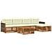 Set di divani da esterno con cuscino 6 pcs Naturale e Crema - Foto miniatura 1