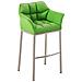 Sgabello Alto Bar DAMASO in Similpelle - Sedia Sgabello con Braccioli e Schienale Imbottiti e Poggiapiedi l Sgabello Fisso Bar Cucina Pub in Acciaio - H 83 cm Verde Acciaio Inox - Foto miniatura 1