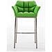 Sgabello Alto Bar DAMASO in Similpelle - Sedia Sgabello con Braccioli e Schienale Imbottiti e Poggiapiedi l Sgabello Fisso Bar Cucina Pub in Acciaio - H 83 cm Verde Acciaio Inox - Foto miniatura 2