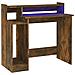 Scrivania con Luci LED Rovere Fumo 97x45x90 cm in Multistrato - Foto miniatura 1